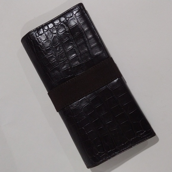 Brown Crocodile-Embossed Leather Long Wallet - Salvatore Ferragamo Womens Luxury - Picture 5 of 15